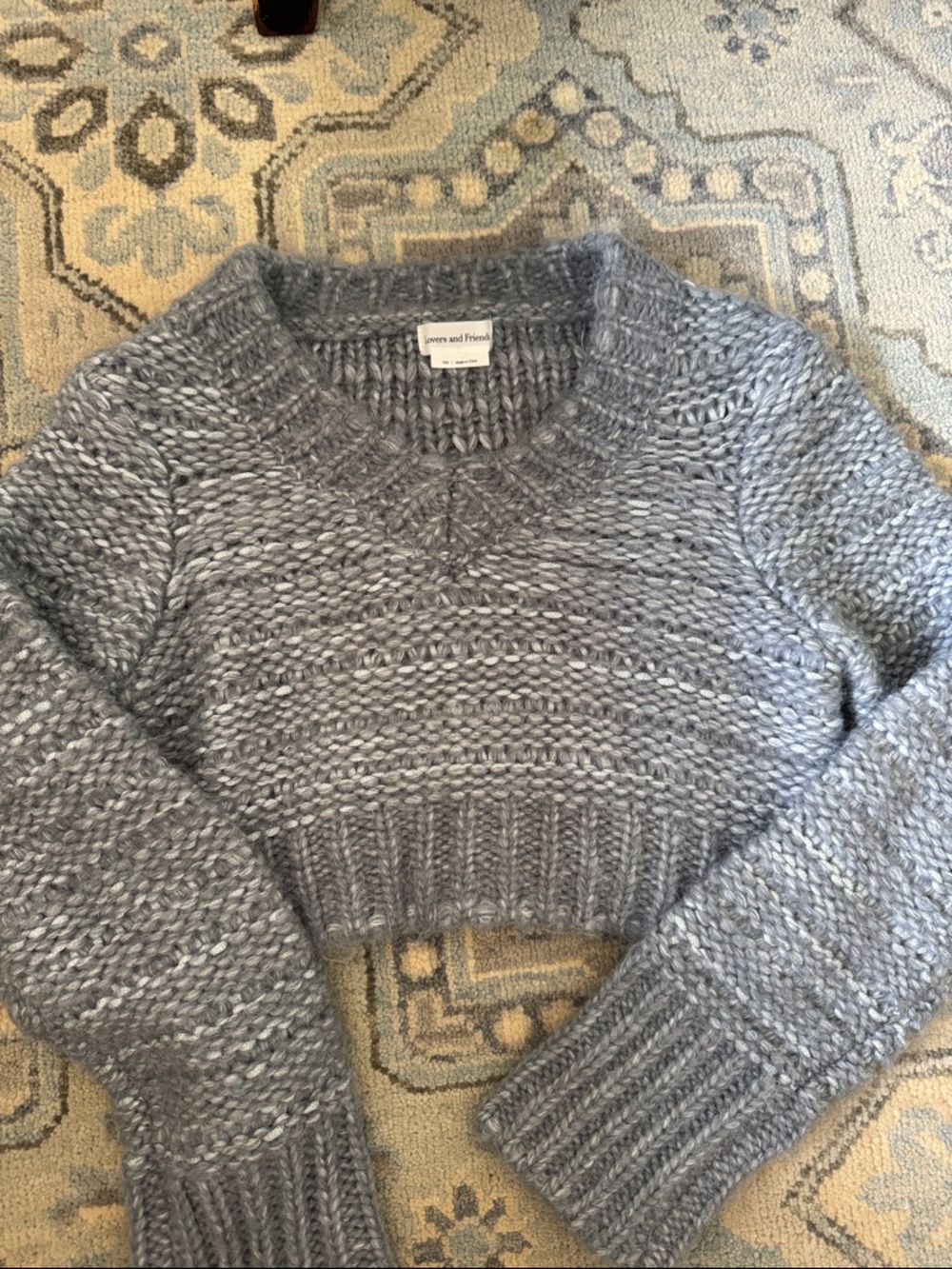 Lovers + Friends Heather Gray Chunky Crewneck Sweater